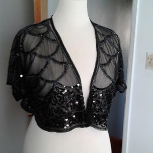 Lacy sequence black shrug